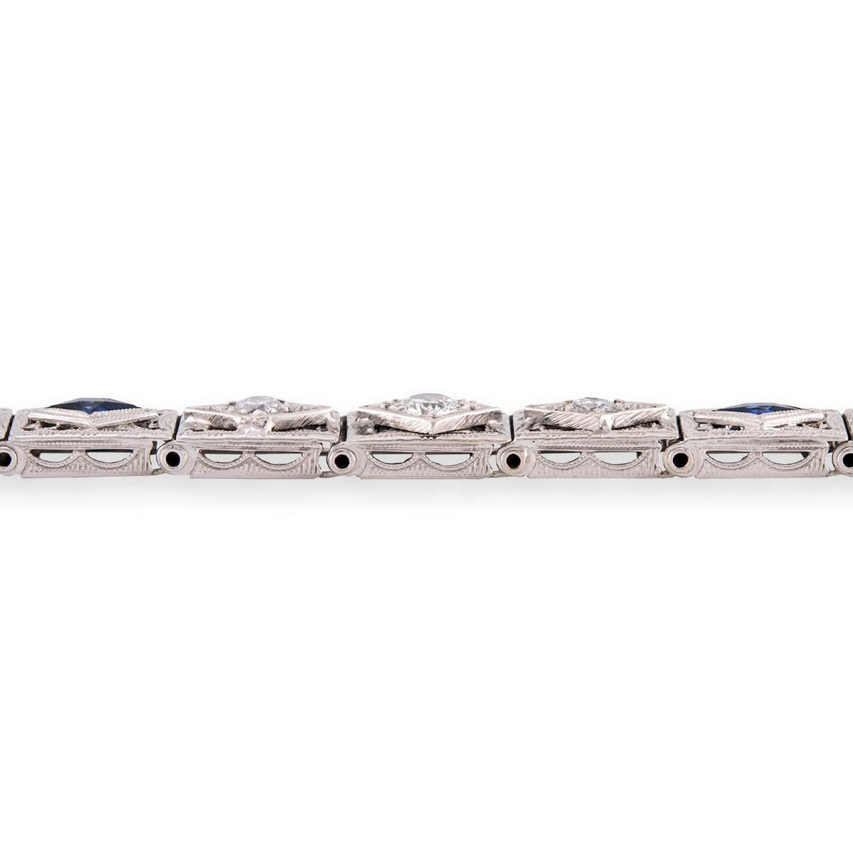 Art Deco 14k Diamond & Sapphire Line Bracelet