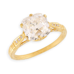 Estate 18k 3.06Ct Old Cushion Mine Cut Diamond Ring
