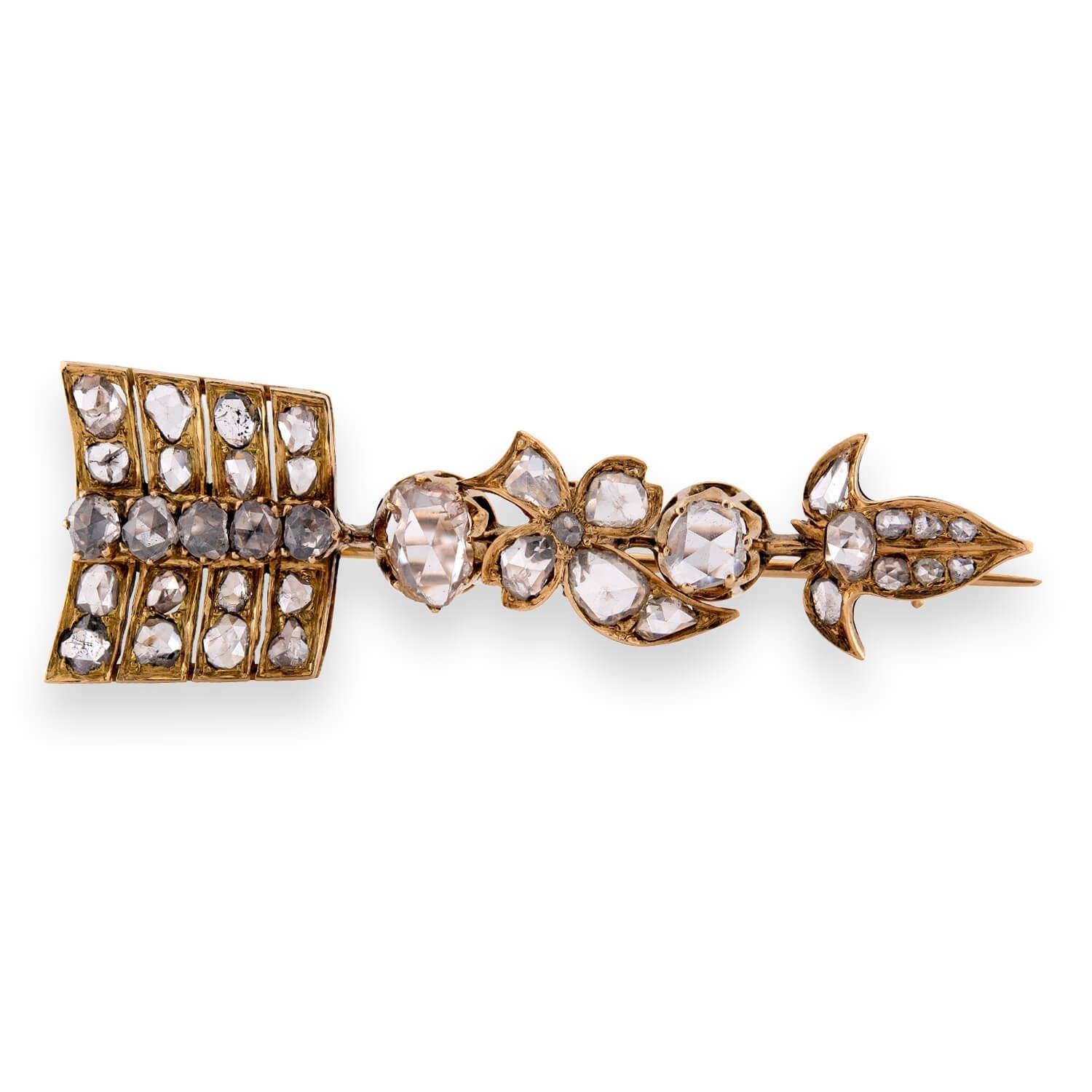 Victorian 18k Diamond Arrow-Motif Pin