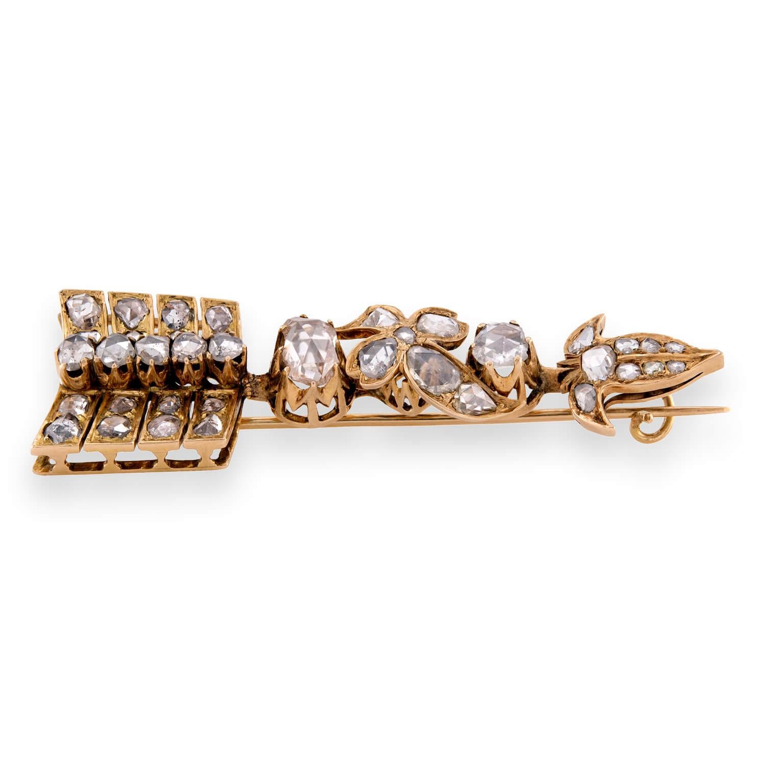Victorian 18k Diamond Arrow-Motif Pin