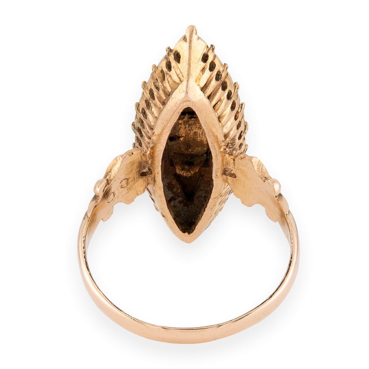Victorian 14k Diamond Navette Ring