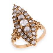 Victorian 14k Diamond Navette Ring