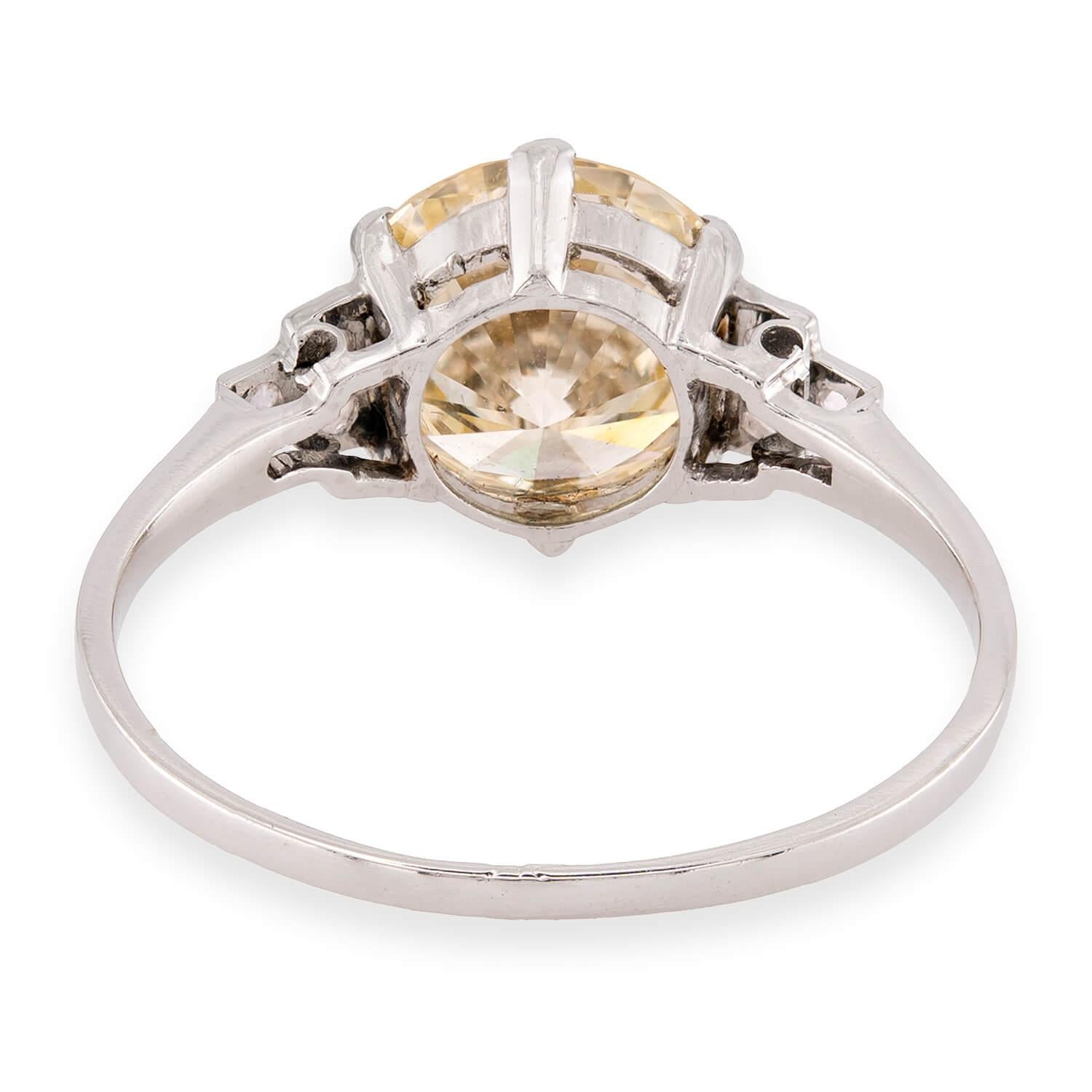 Art Deco Platinum GIA Diamond Engagement Ring 3.04ct