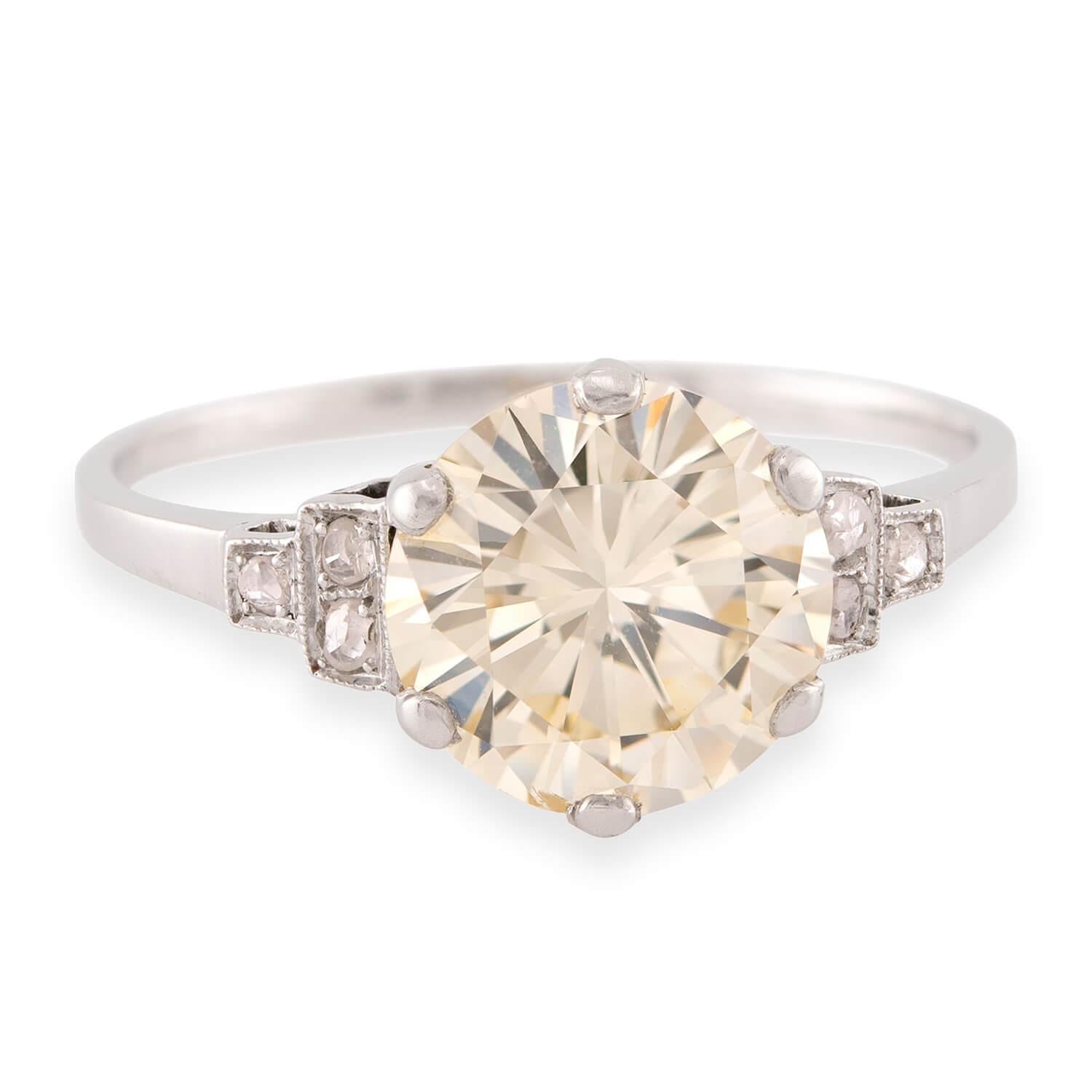Art Deco Platinum GIA Diamond Engagement Ring 3.04ct