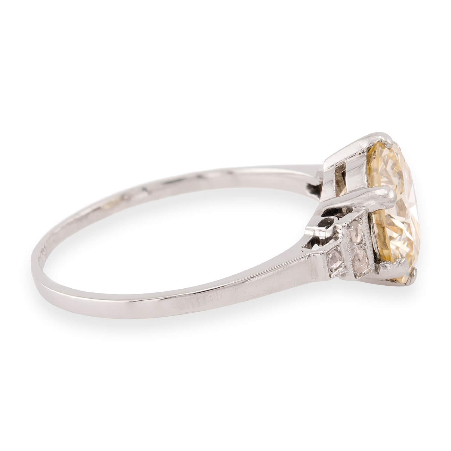 Art Deco Platinum GIA Diamond Engagement Ring 3.04ct
