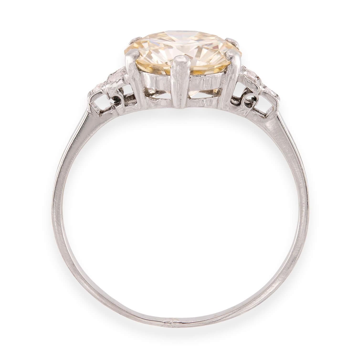 Art Deco Platinum GIA Diamond Engagement Ring 3.04ct