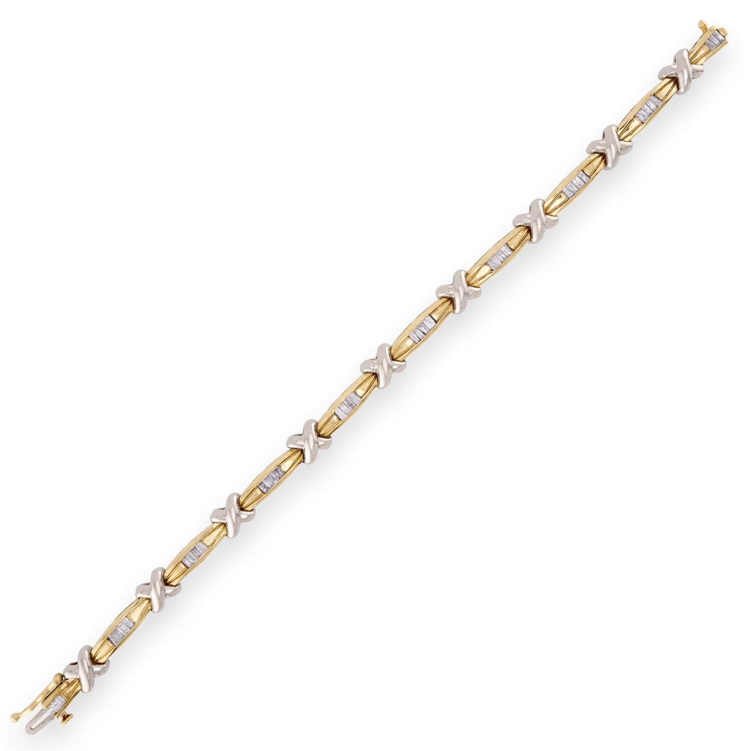 Estate 14k Diamond "X"-Motif Line Bracelet