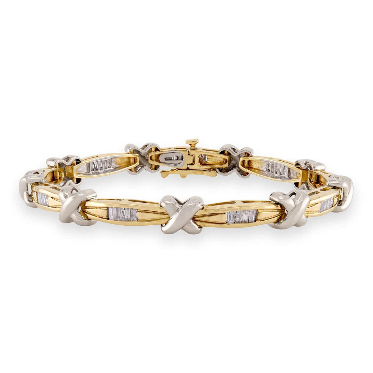 Estate 14k Diamond "X"-Motif Line Bracelet