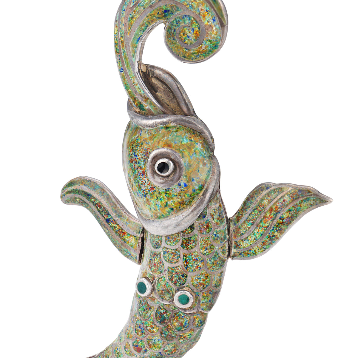 MARGOT DE TAXCO Vintage Mexican Sterling Silver Enamel Fish-Motif Pin