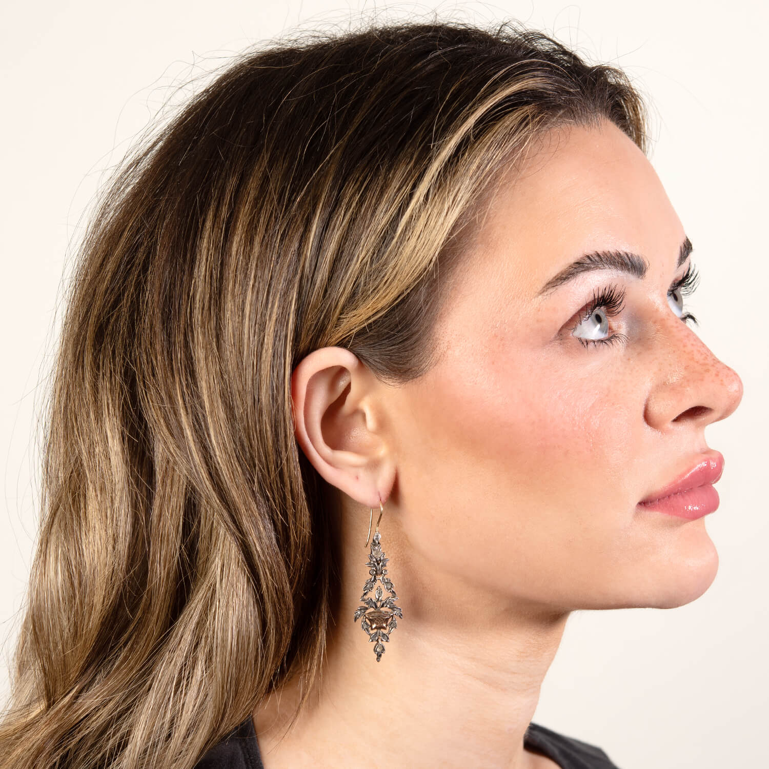 Georgian 14k/Sterling Silver Diamond Giardinetti-Motif Earrings
