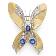 Art Nouveau 18k/Platinum Sapphire & Diamond Butterfly Pin/Pendant