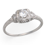 Art Deco Platinum Diamond Engagement Ring .55ct