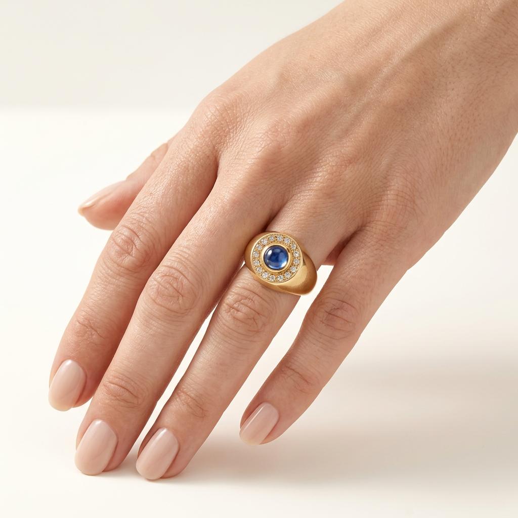 Estate 14k Sapphire & Diamond Halo Ring