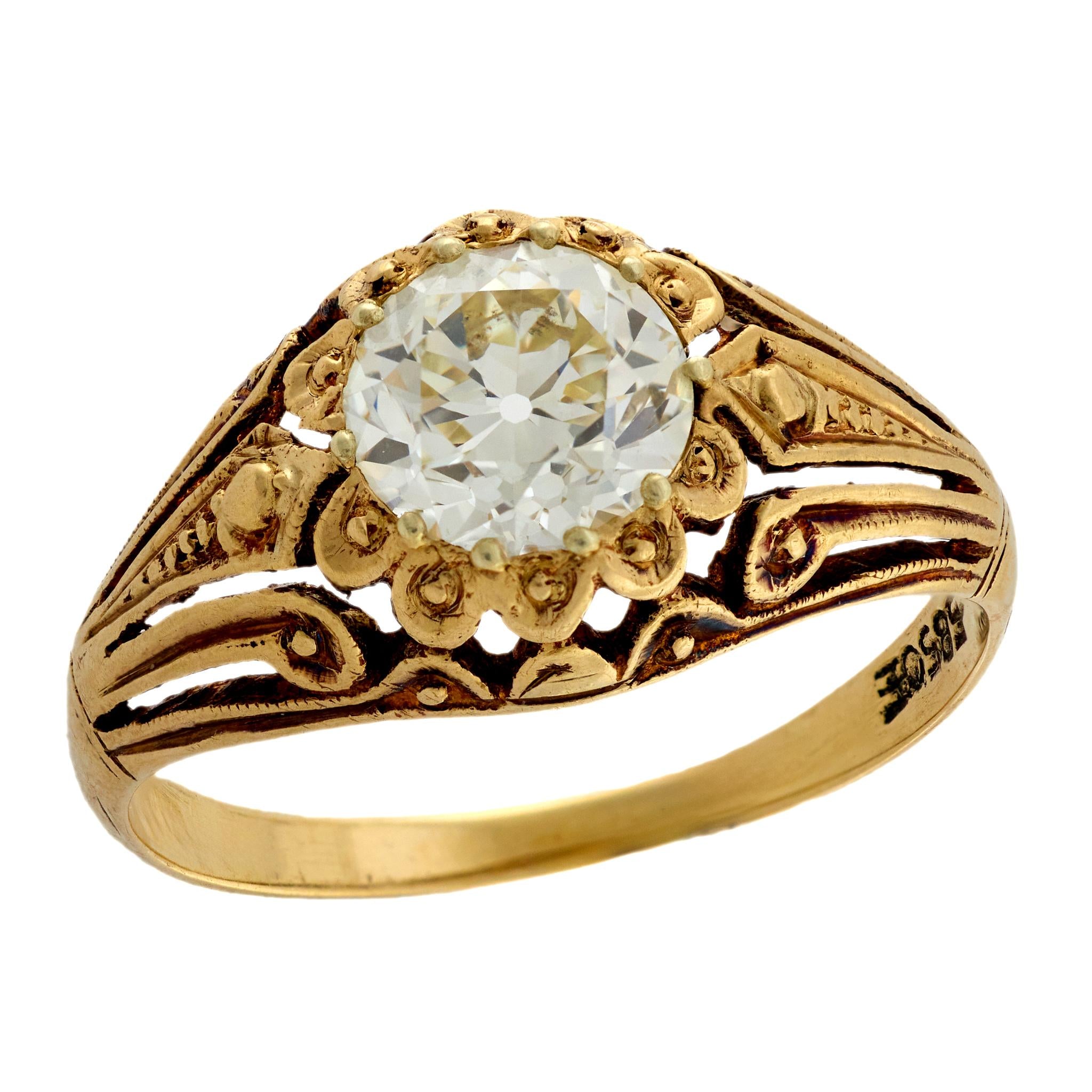 Victorian 14k Diamond Engagement Ring 1.35ct