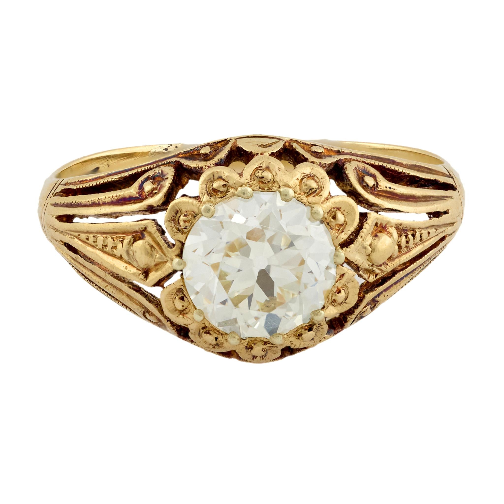 Victorian 14k Diamond Engagement Ring 1.35ct