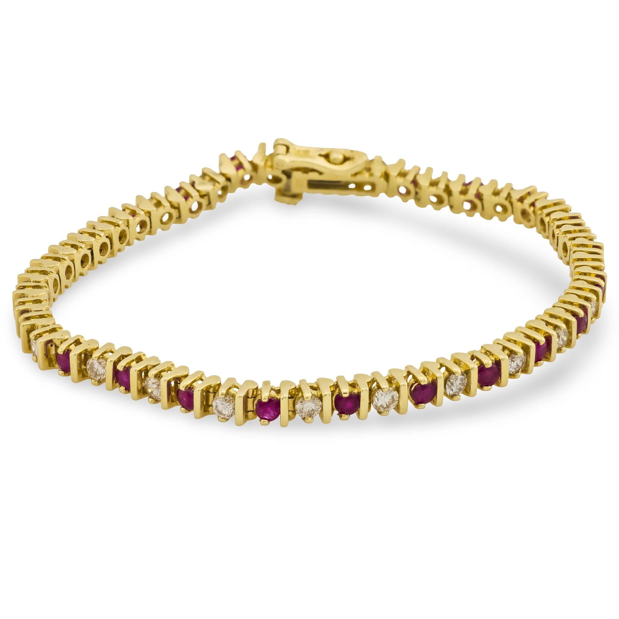 Estate 14k Ruby & Diamond Tennis Bracelet