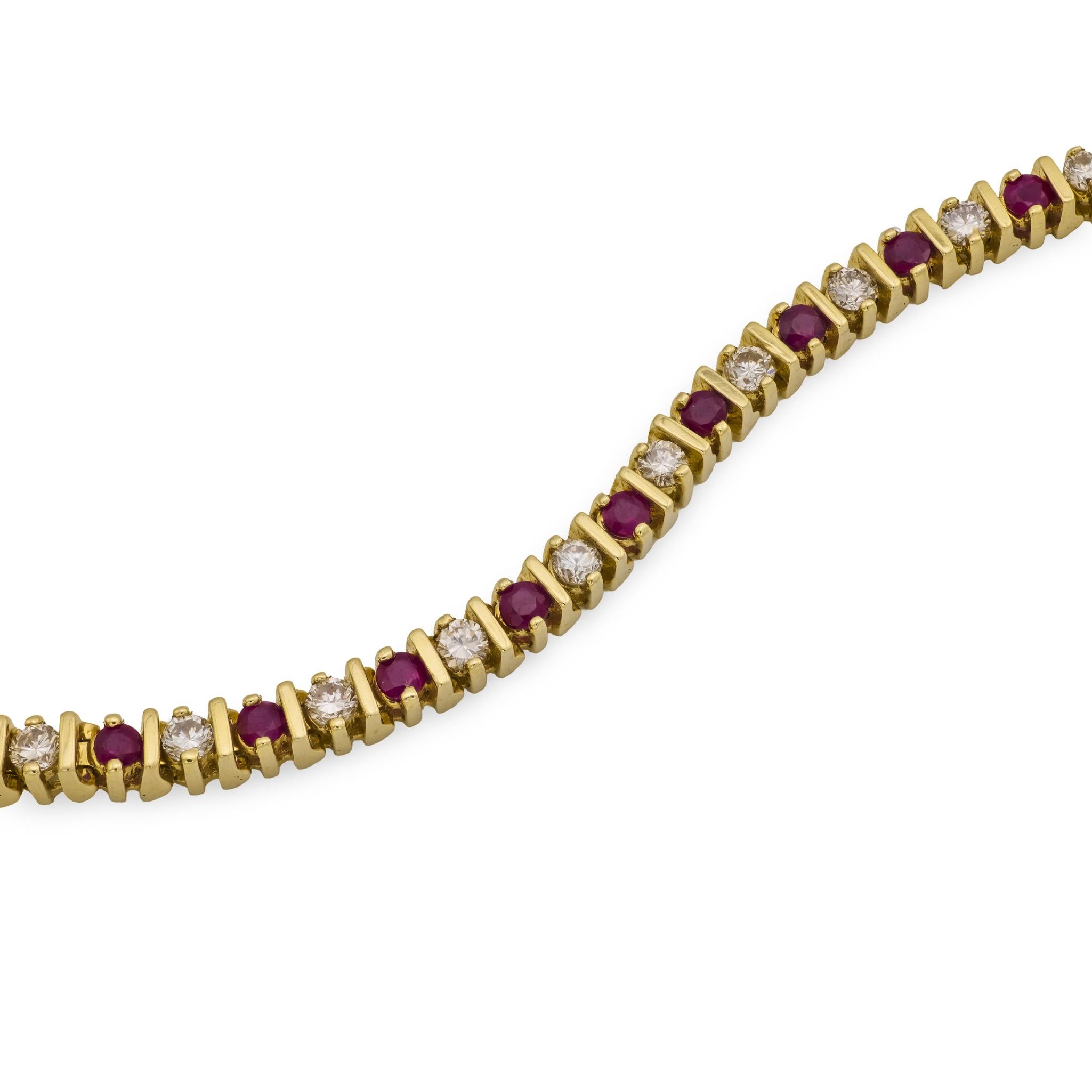 Estate 14k Ruby & Diamond Tennis Bracelet