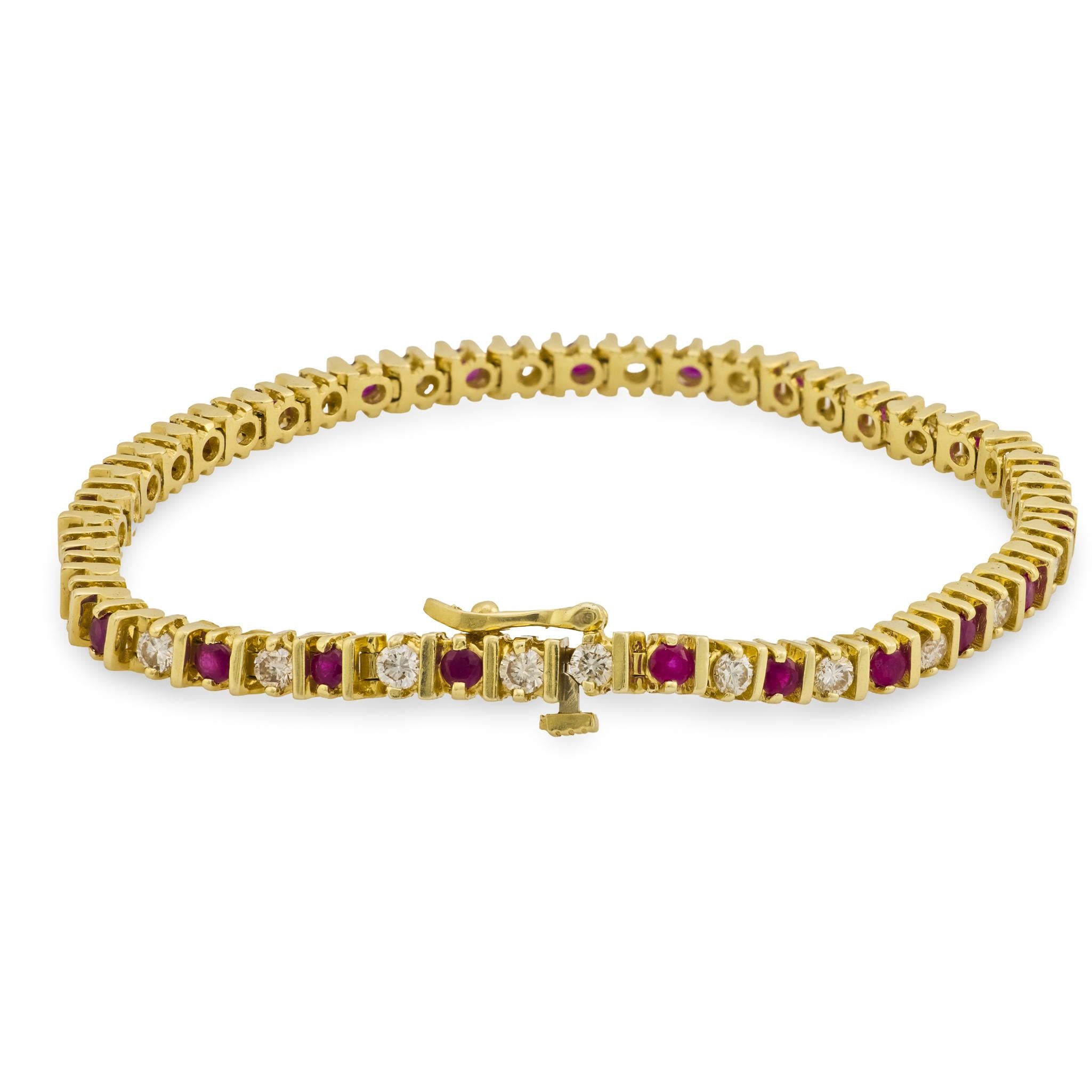 Estate 14k Ruby & Diamond Tennis Bracelet