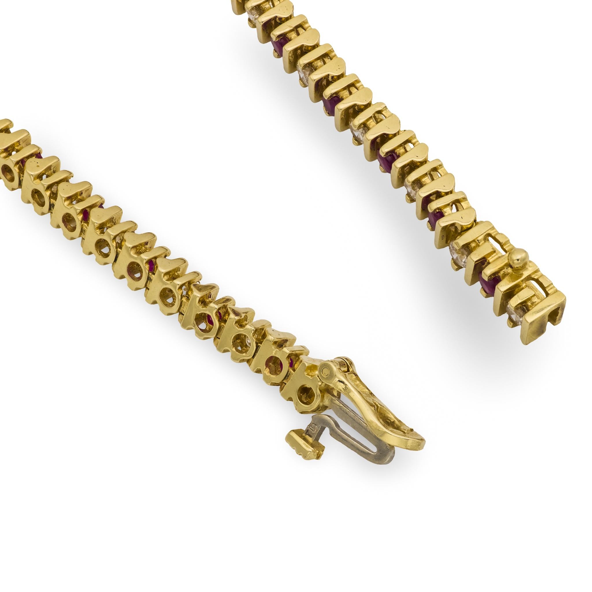 Estate 14k Ruby & Diamond Tennis Bracelet