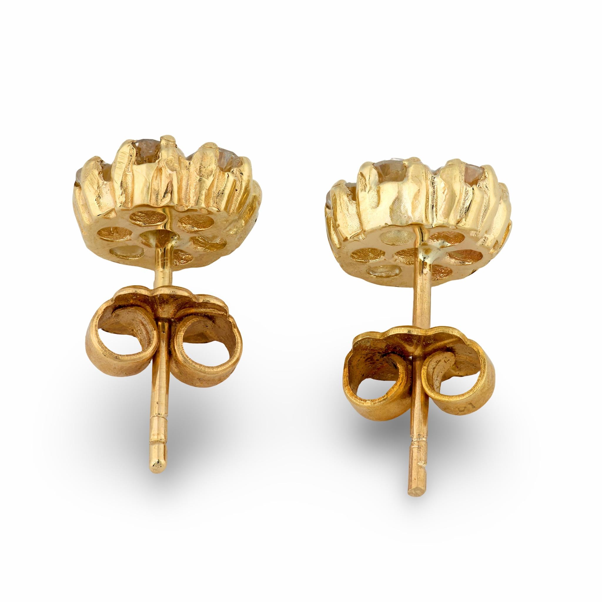 Estate 14k Diamond Cluster Stud Earrings