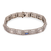 Art Deco 14k "Sapphire" & Diamond Line Bracelet