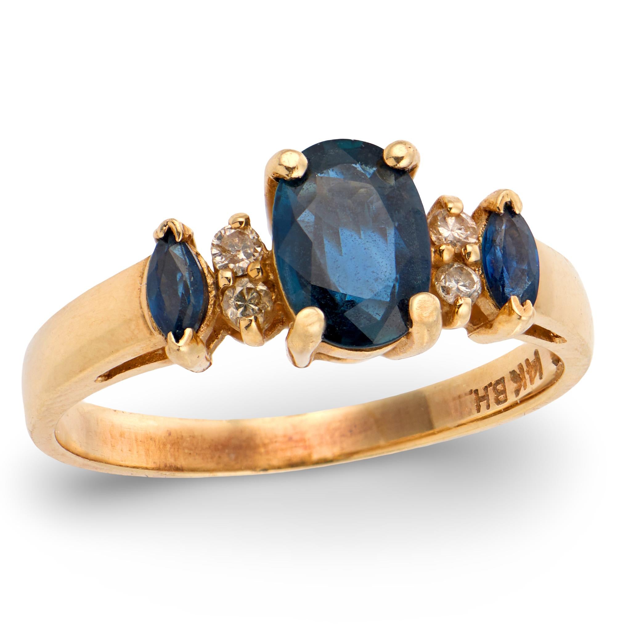 Estate 14k Sapphire & Diamond Ring