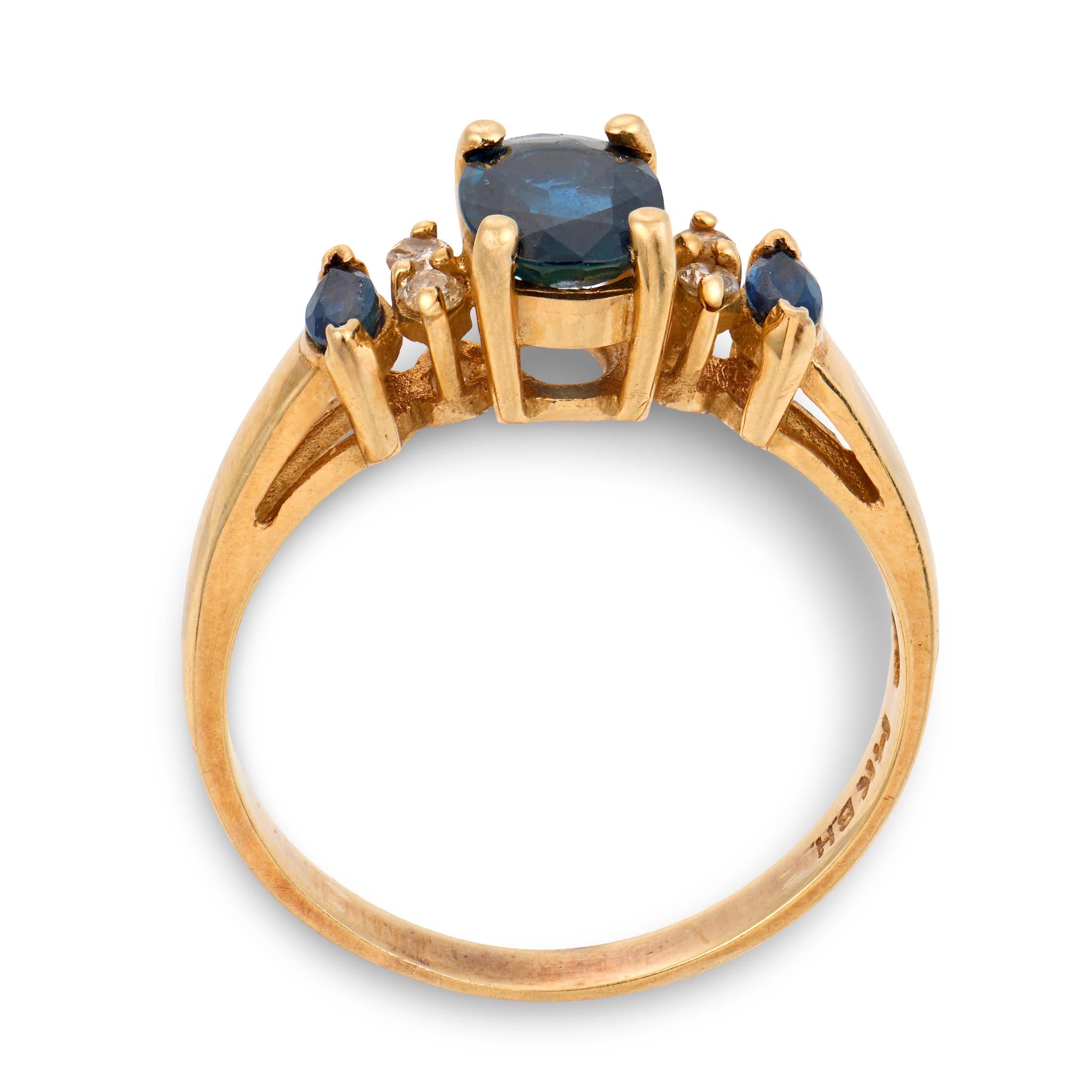 Estate 14k Sapphire & Diamond Ring