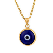 Estate 18k/14k Glass Evil Eye Pendant Necklace
