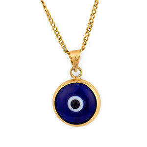 Estate 18k/14k Glass Evil Eye Pendant Necklace