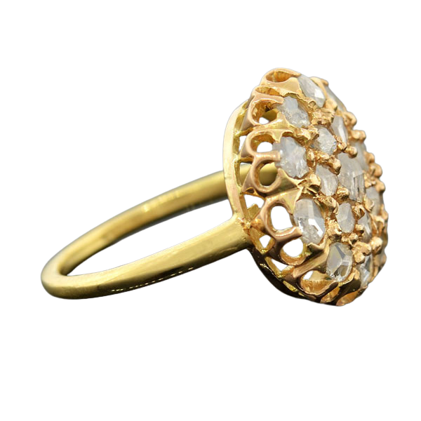 Victorian 18kt Rose Cut Diamond Cluster Ring 0.80ctw