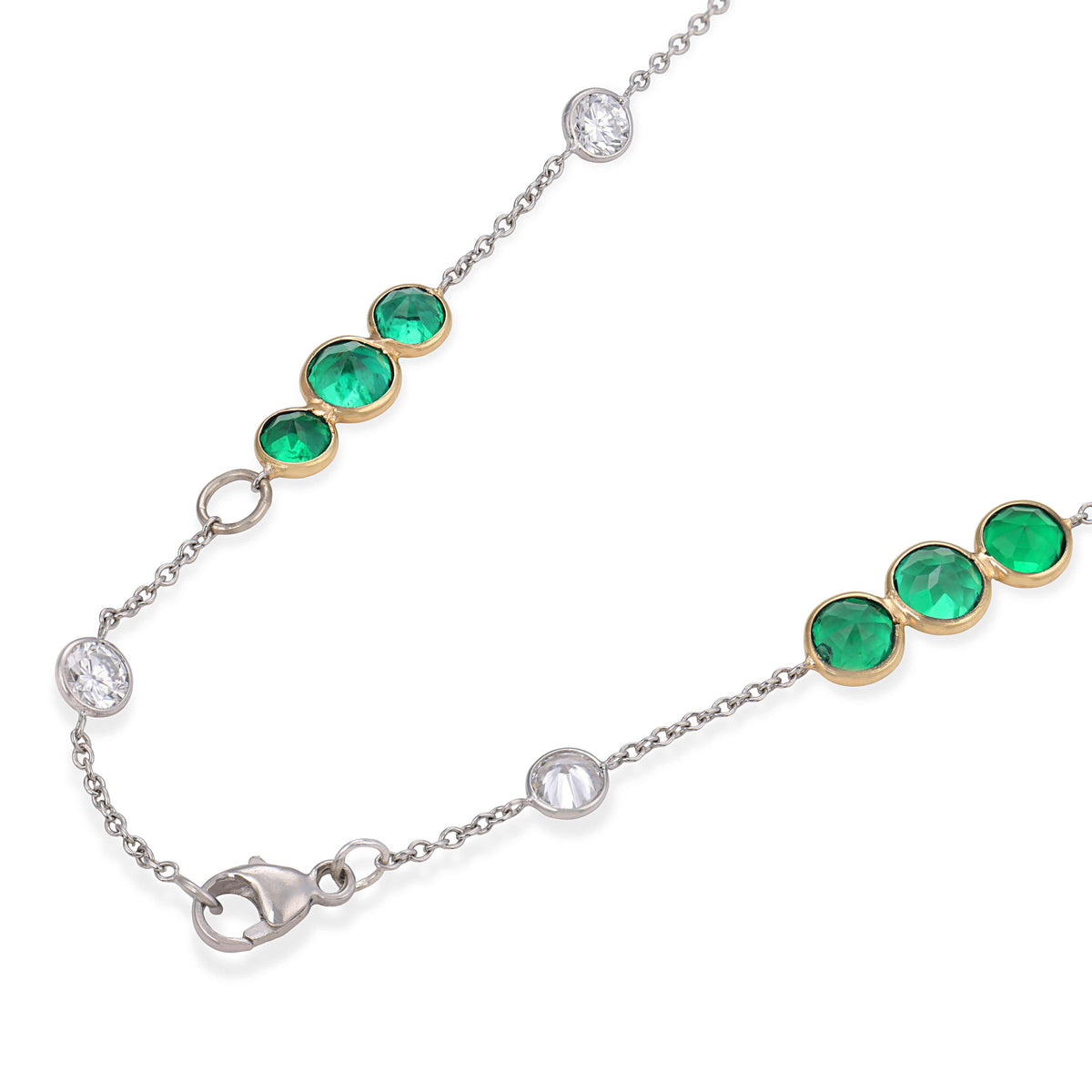 Estate 18k/Platinum Diamond & Emerald "Diamonds-By-The-Yard" Necklace