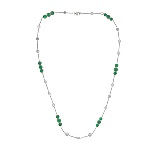Estate 18k/Platinum Diamond & “Muzo” Emerald "Diamonds-By-The-Yard" Necklace