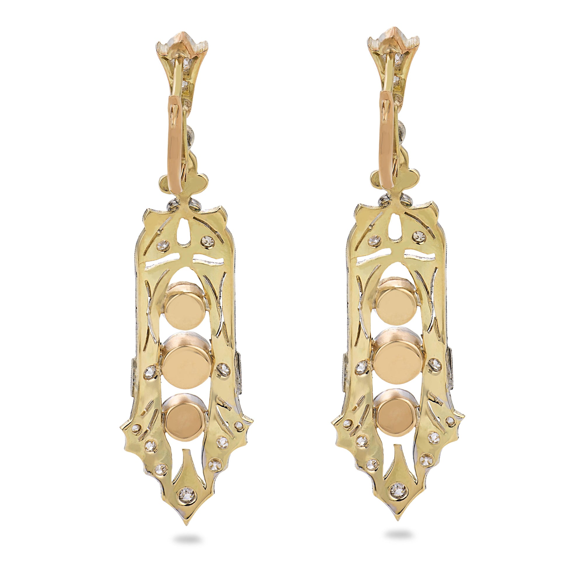 Edwardian 14k/Platinum Diamond Dangle Earrings