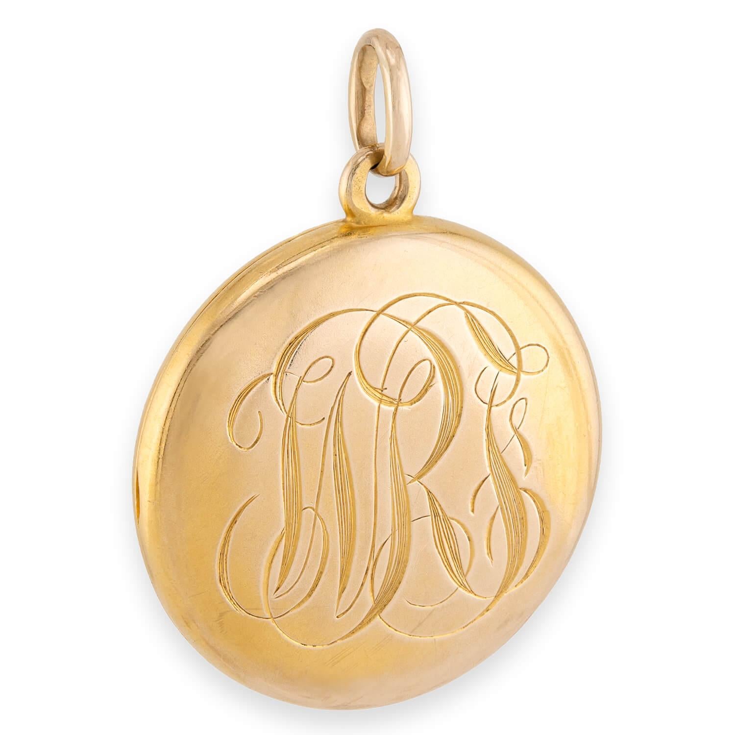 Art Nouveau 14k Diamond Repoussé Locket Pendant