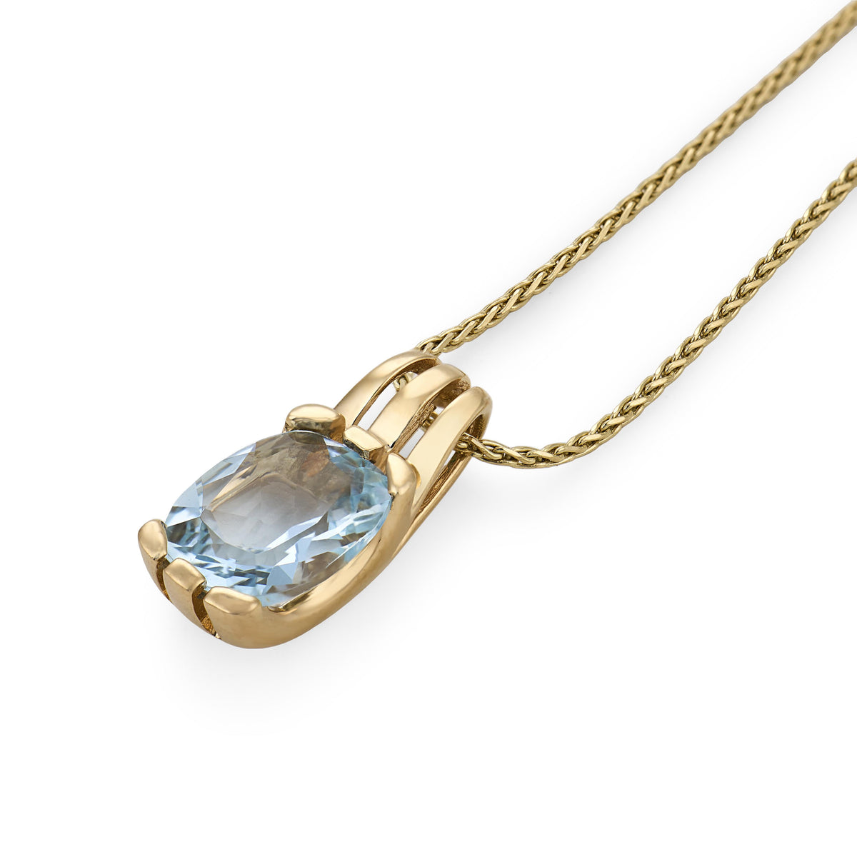 Estate 14k Aqua Pendant Necklace