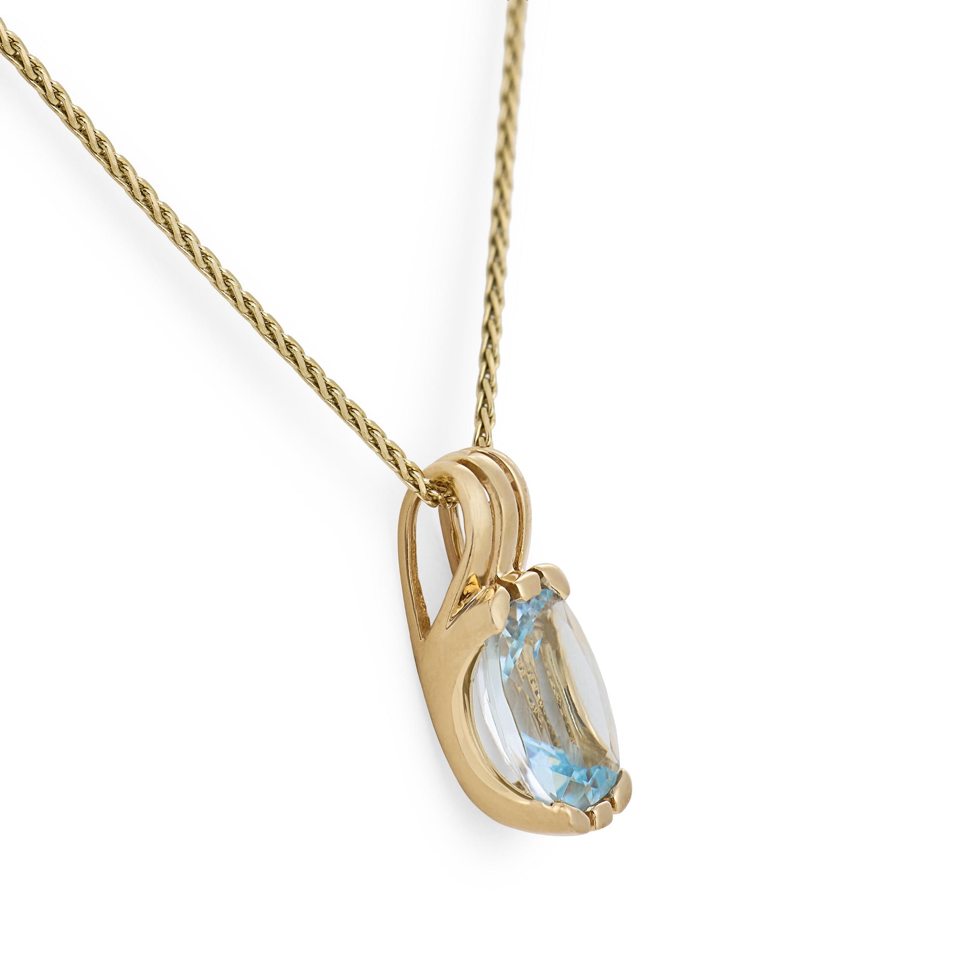 Estate 14k Aqua Pendant Necklace