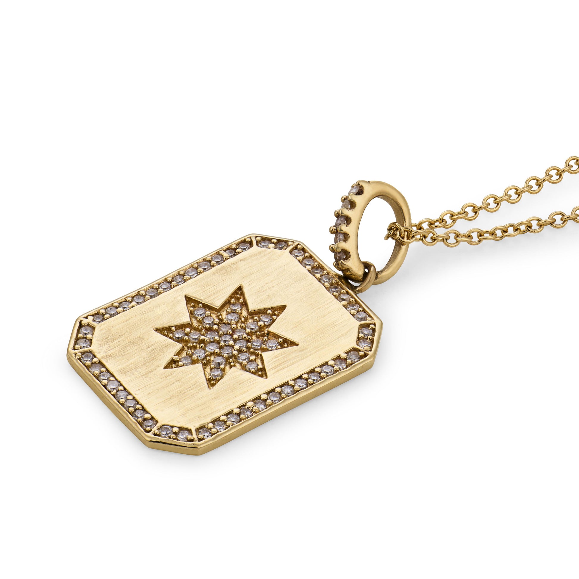 Estate 14k Diamond Starburst-Motif Pendant Necklace