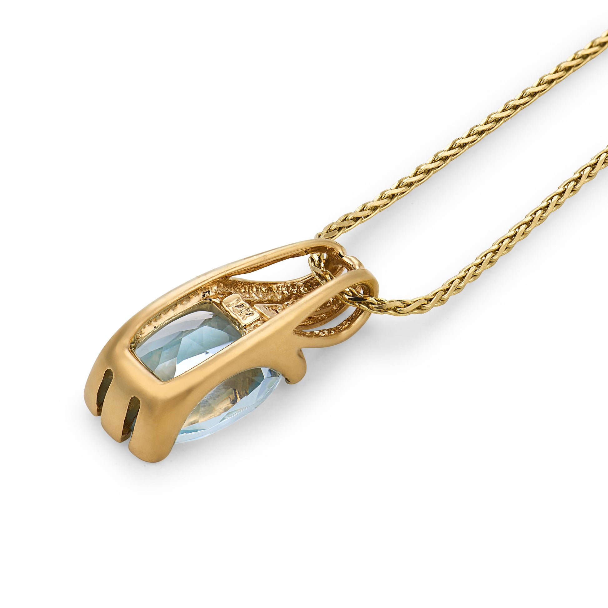 Estate 14k Aqua Pendant Necklace