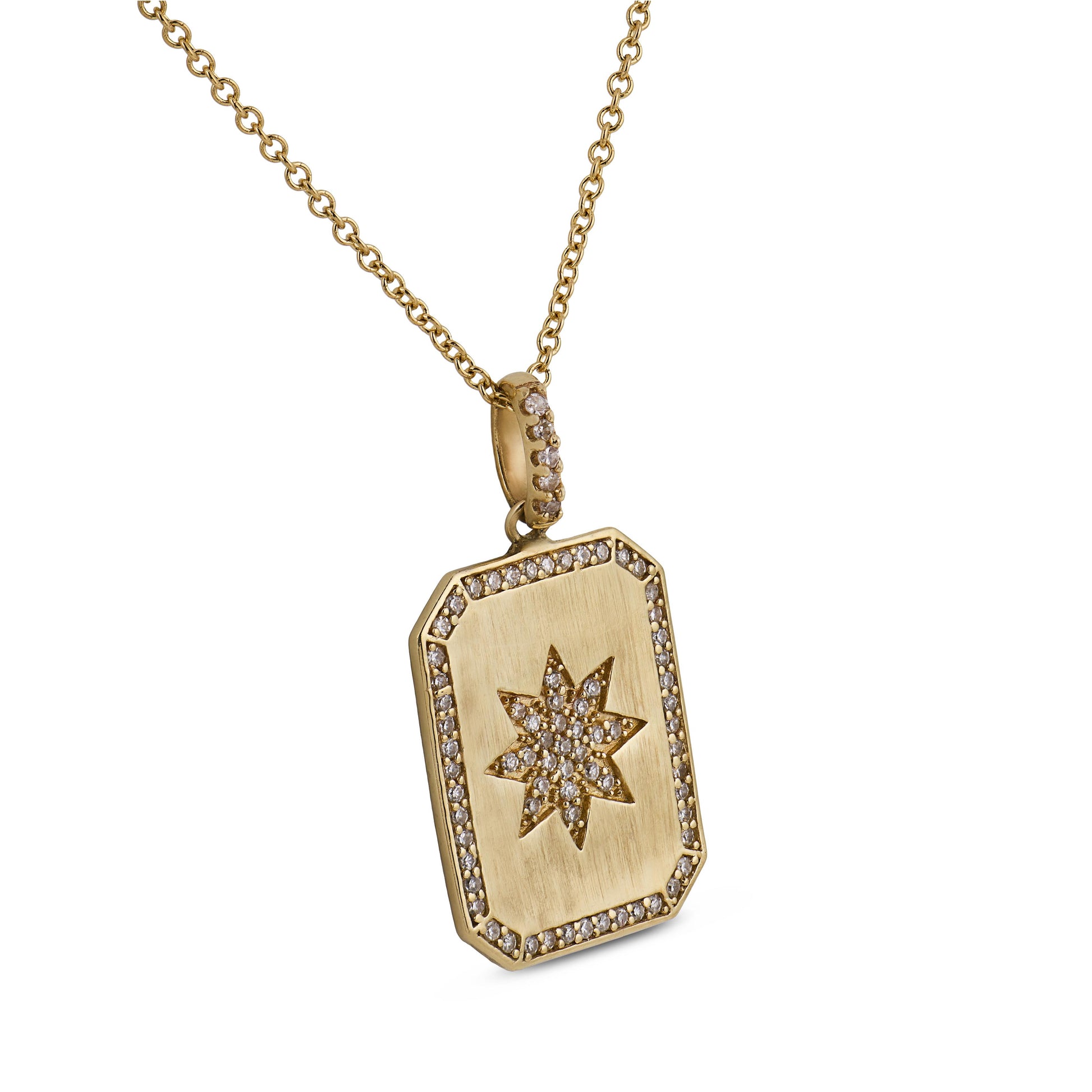 Estate 14k Diamond Starburst-Motif Pendant Necklace