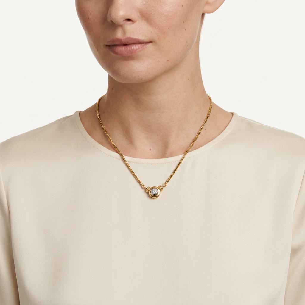 Estate 18k Diamond Pendant Necklace