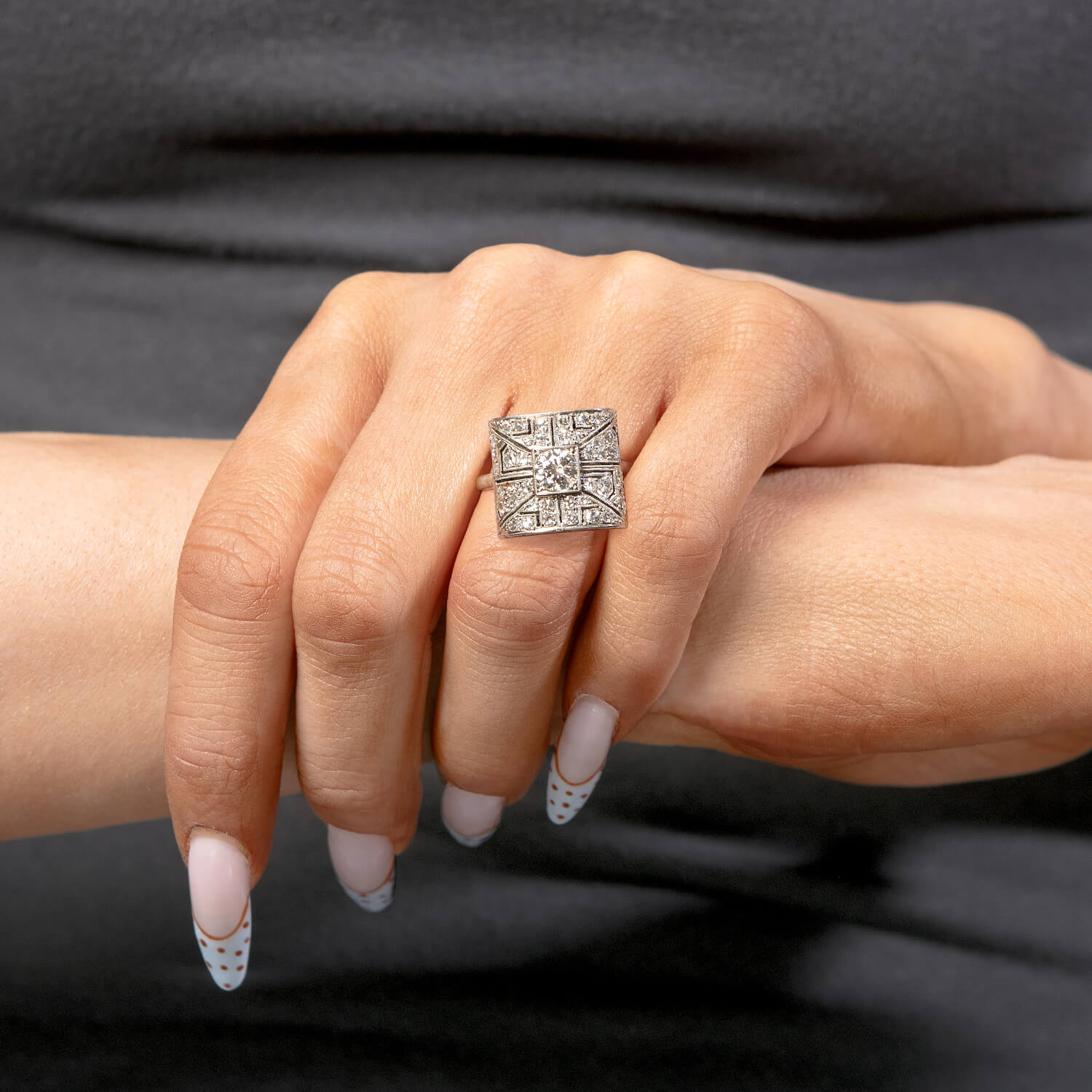 Art Deco Rare Platinum & Diamond Locket Ring