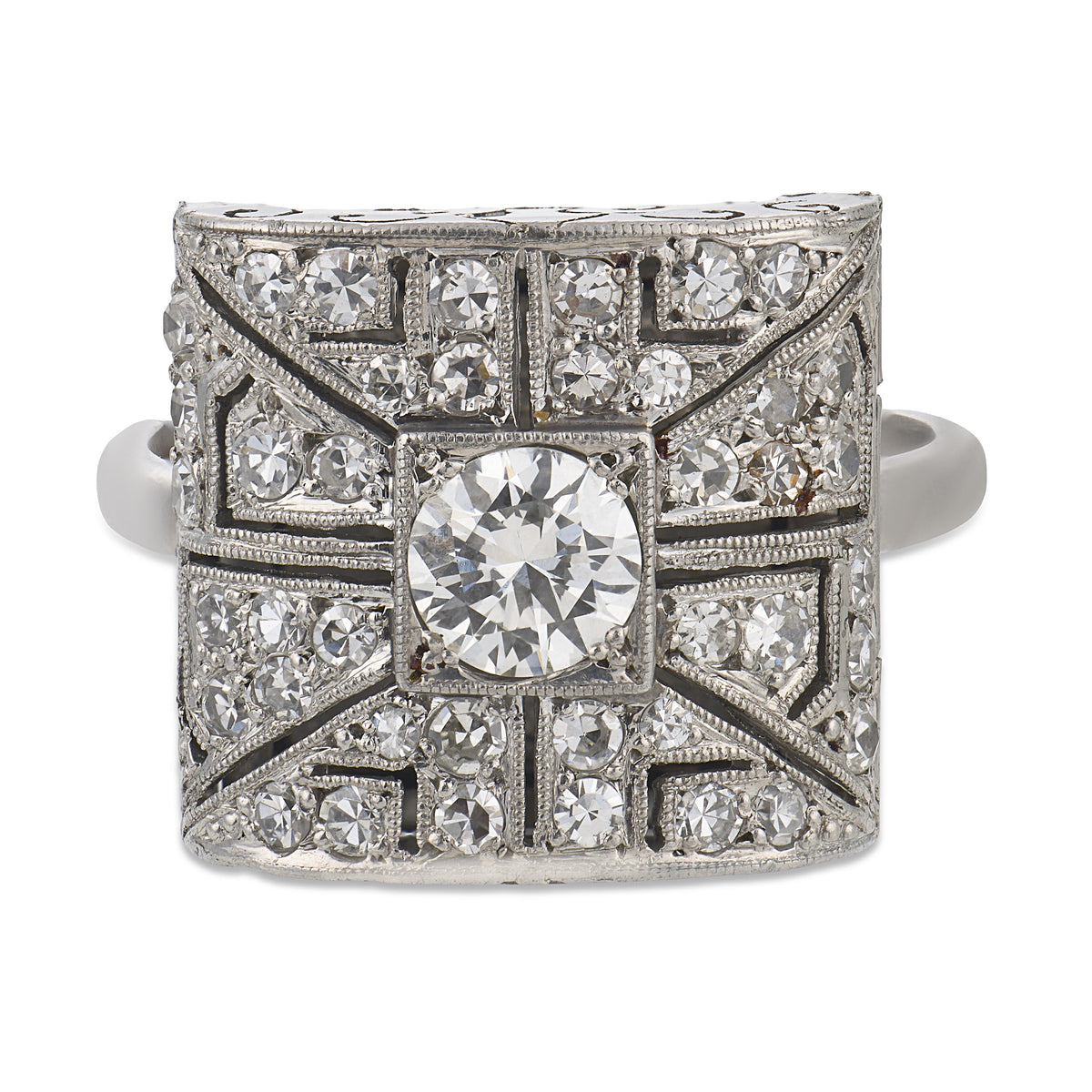 Art Deco Platinum Diamond Locket Ring