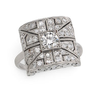Art Deco Platinum Diamond Locket Ring