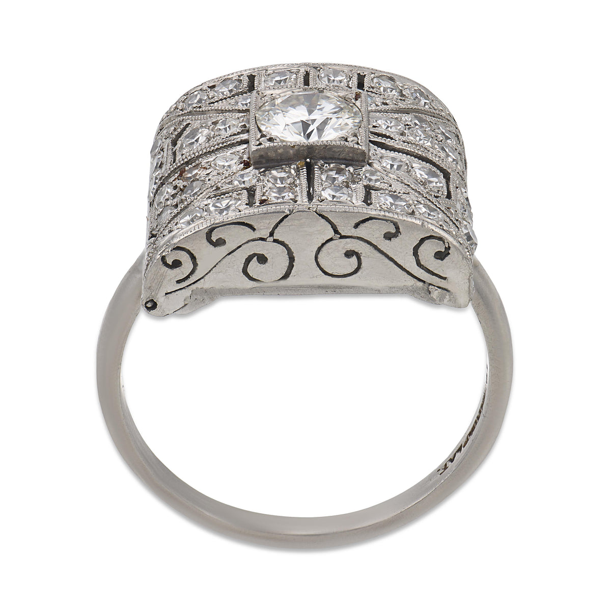 Art Deco Platinum Diamond Locket Ring