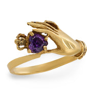 Victorian 9k Amethyst Hand-Motif Ring