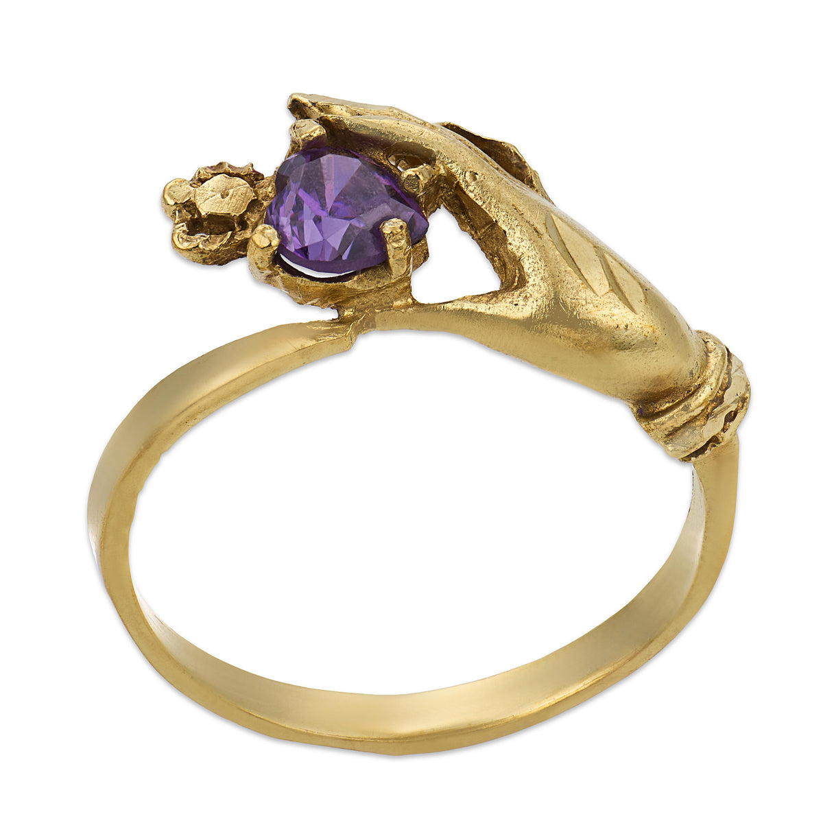 Victorian 9k Amethyst Hand-Motif Ring
