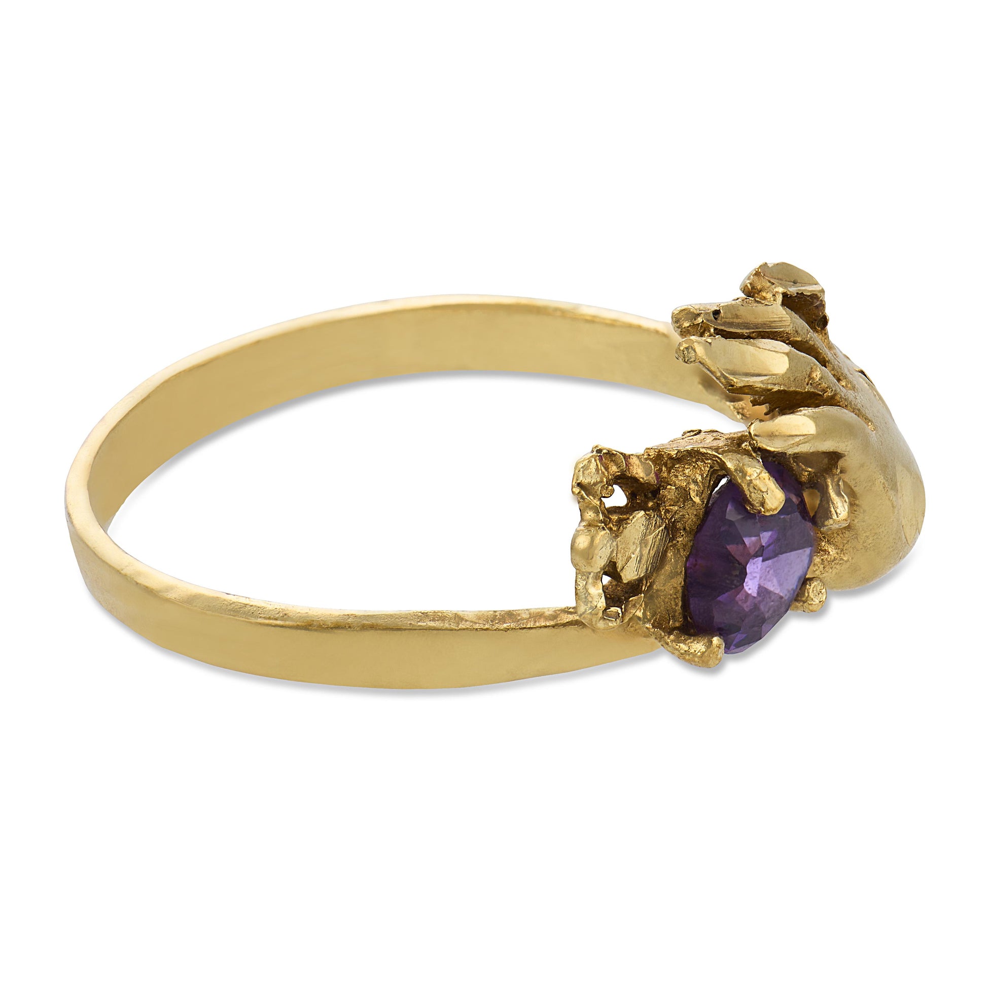 Victorian 9k Amethyst Hand-Motif Ring