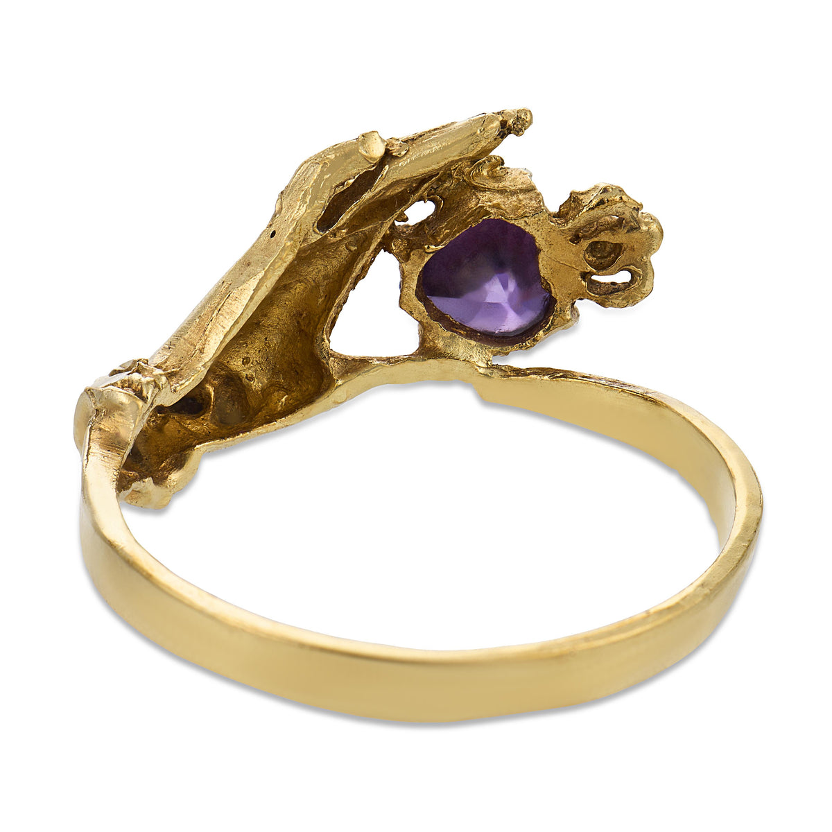 Victorian 9k Amethyst Hand-Motif Ring