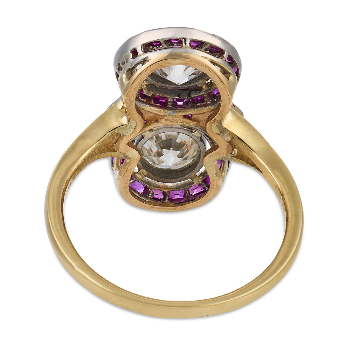 Edwardian 18k/Platinum Diamond & Ruby "Moi et Toi" Bypass Ring