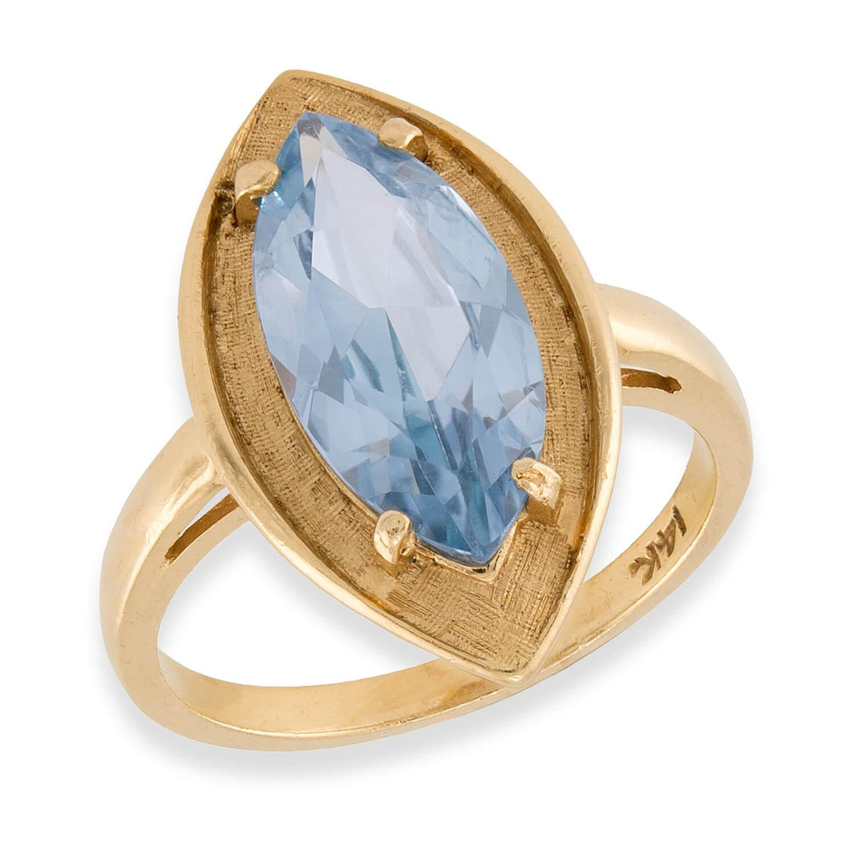 Estate 14k Topaz Navette Ring